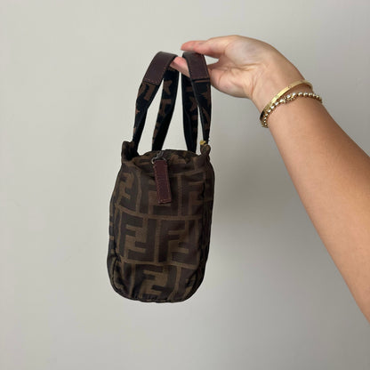 Fendi Zucca Brown Monogram Small Top Handle Bag