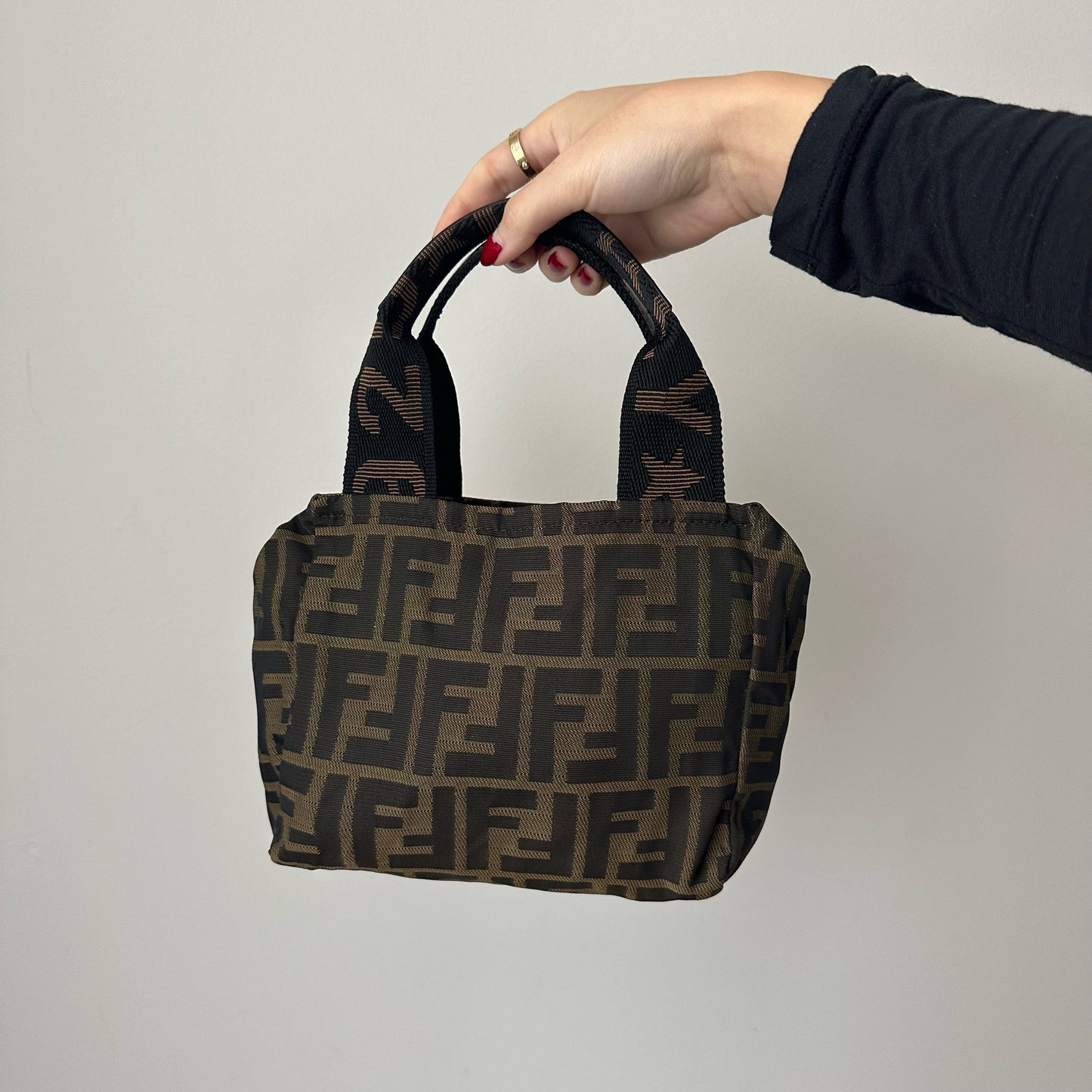 Fendi Zucca Brown Monogram Small Top Handle Bag