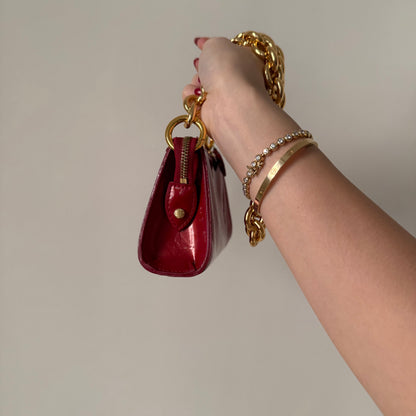 Louis Vuitton Red Vernis Gold Chain Pochette Shoulder Bag