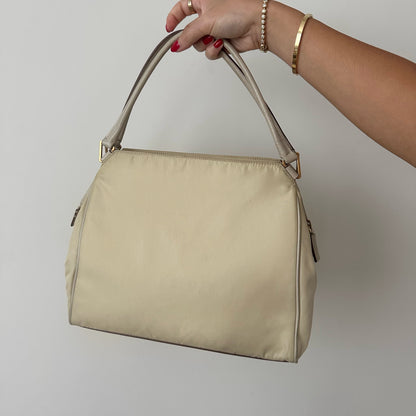 Prada Cream Nylon Top Handle Bag