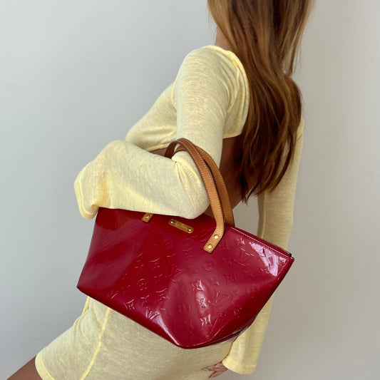 Louis Vuitton Red Vernis Bellevue Shoulder Bag