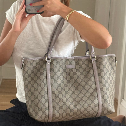 Gucci Monogram Supreme Medium Joy Lilac Tote Bag