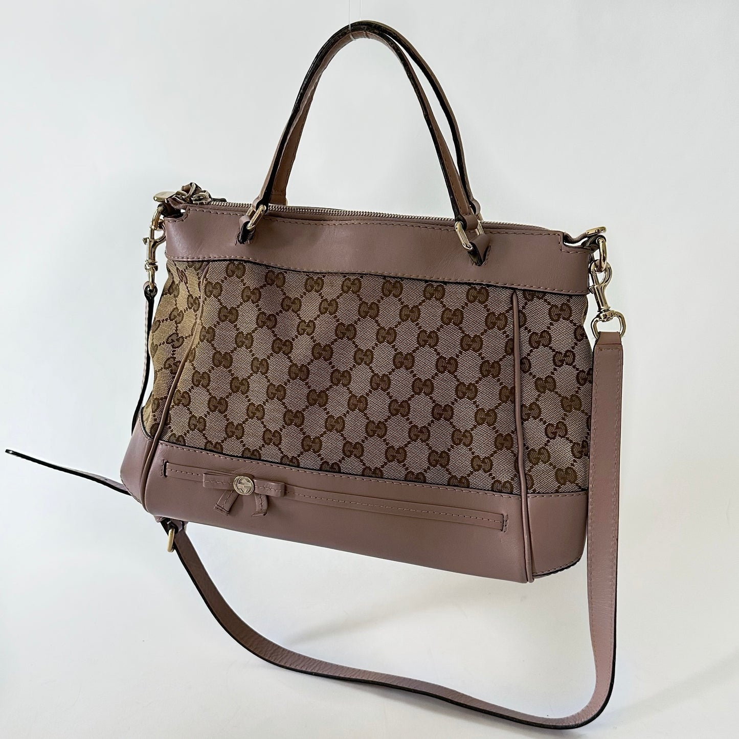 Gucci Mayfair Mauve Romantique Bow Tote w/ Crossbody Strap