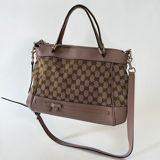 Gucci Mayfair Mauve Romantique Bow Tote w/ Crossbody Strap