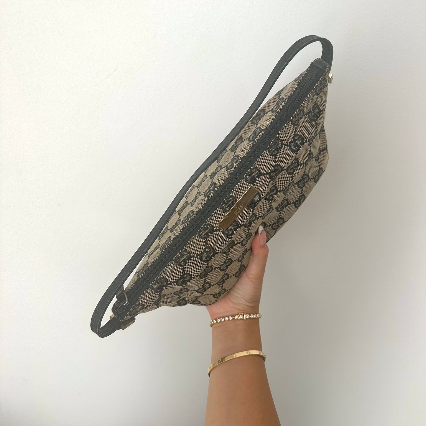 Gucci Black Monogram Boat Pochette Bag