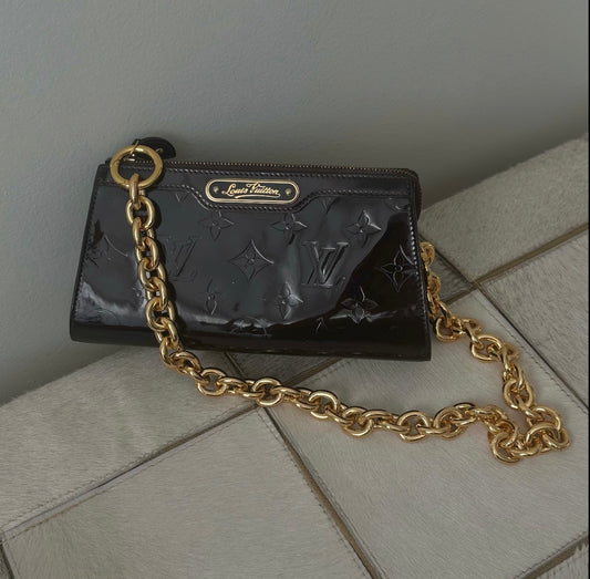 Louis Vuitton Purple Vernis Gold Chain Pochette