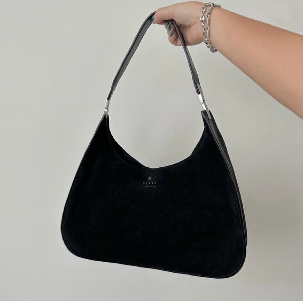 Gucci Black Suede Classic Shoulder Bag