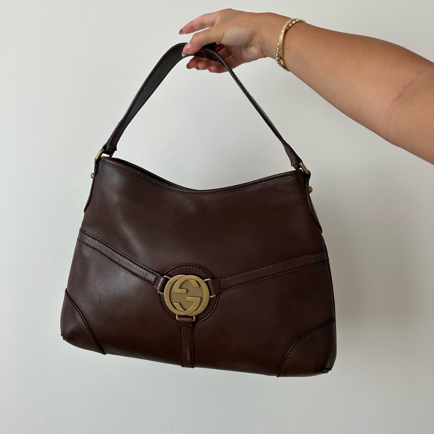 Gucci Brown Leather Reins Shoulder Bag