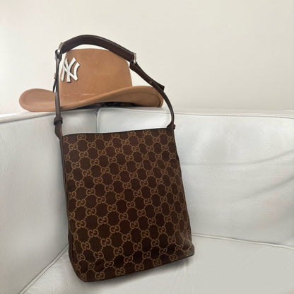 Gucci Brown Monogram Bucket Shoulder Bag