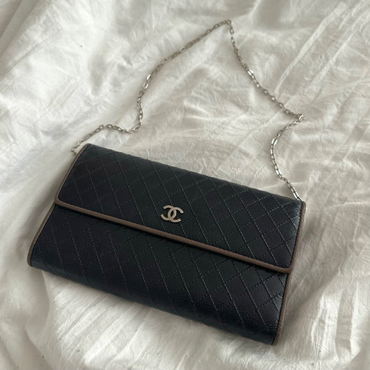 Chanel Patent Leather Quilted Wallet on Chain