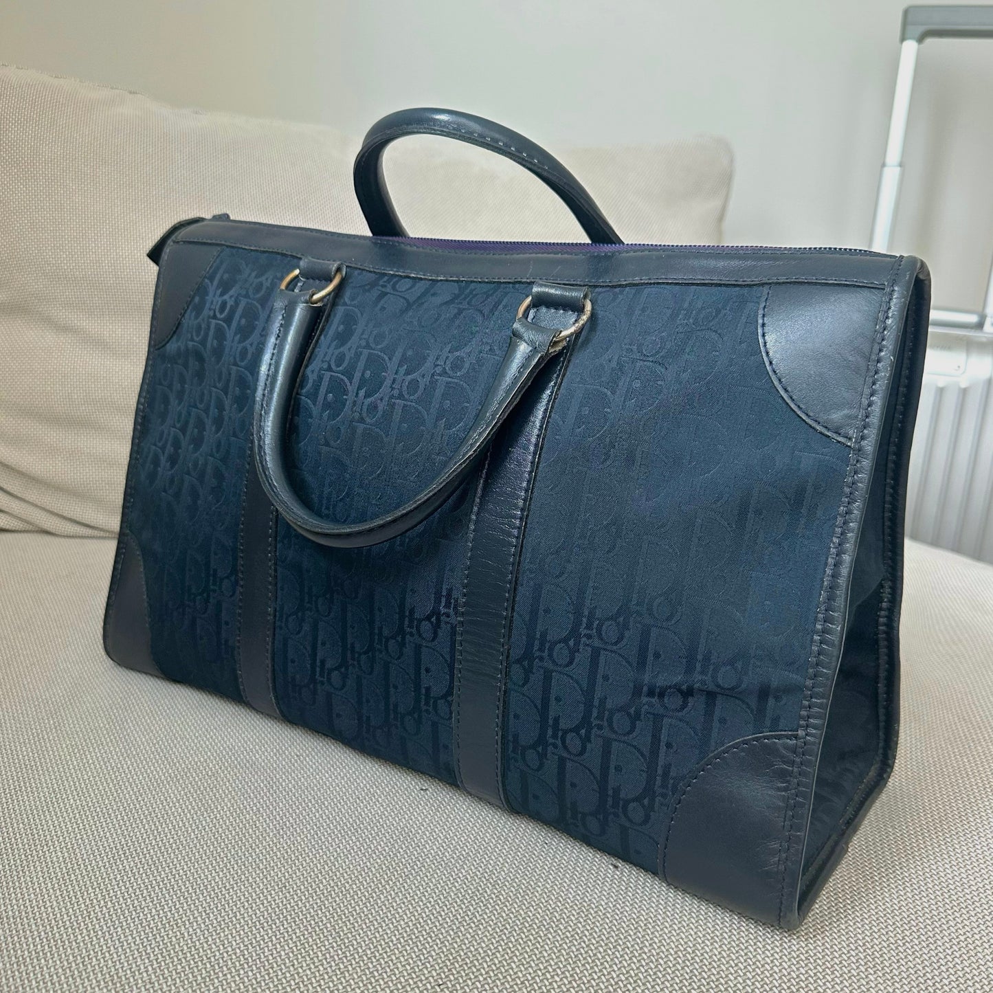 Christian Dior Navy Diorissimo Monogram Trotter Tote Bag