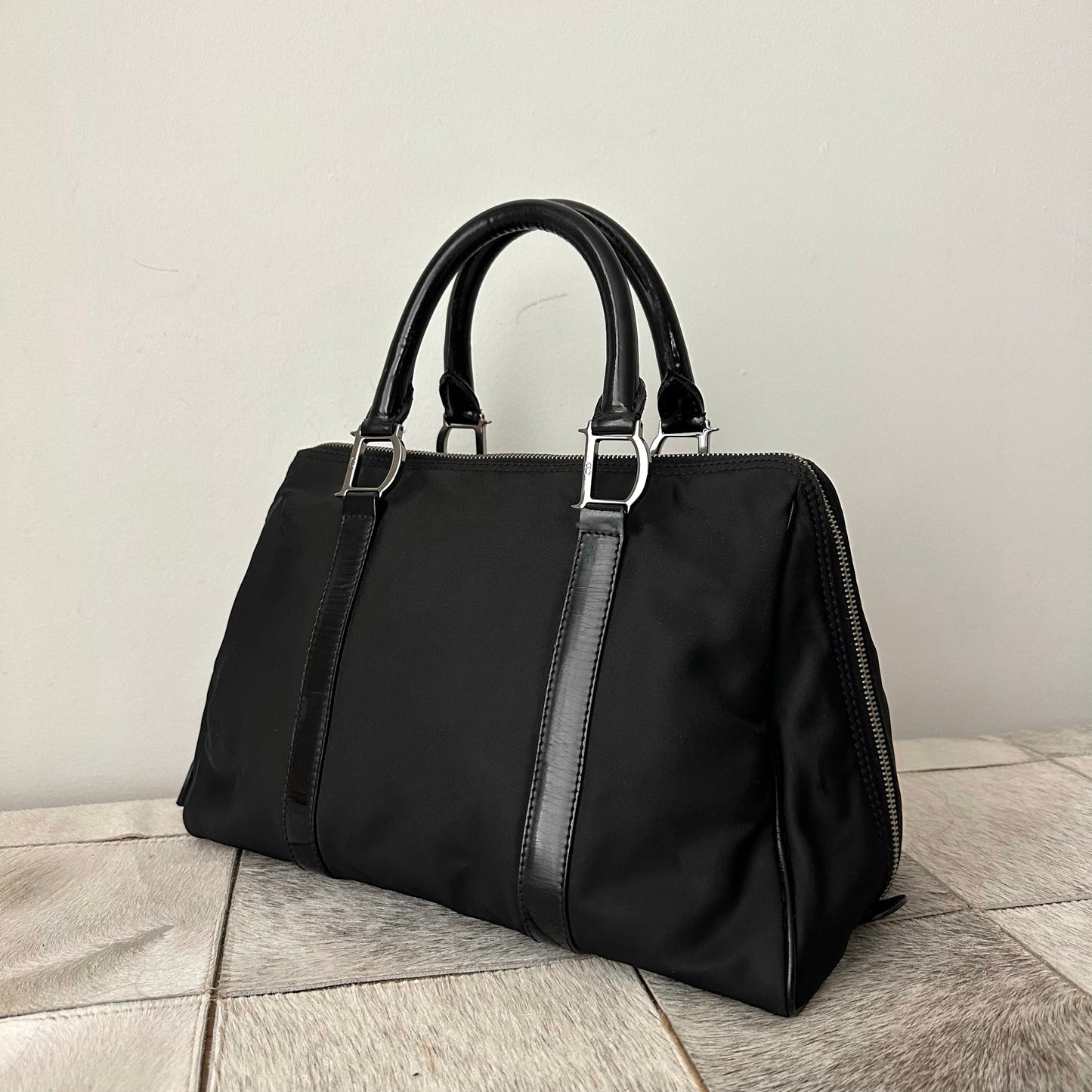 Christian Dior Black Nylon Silver Logo Bag