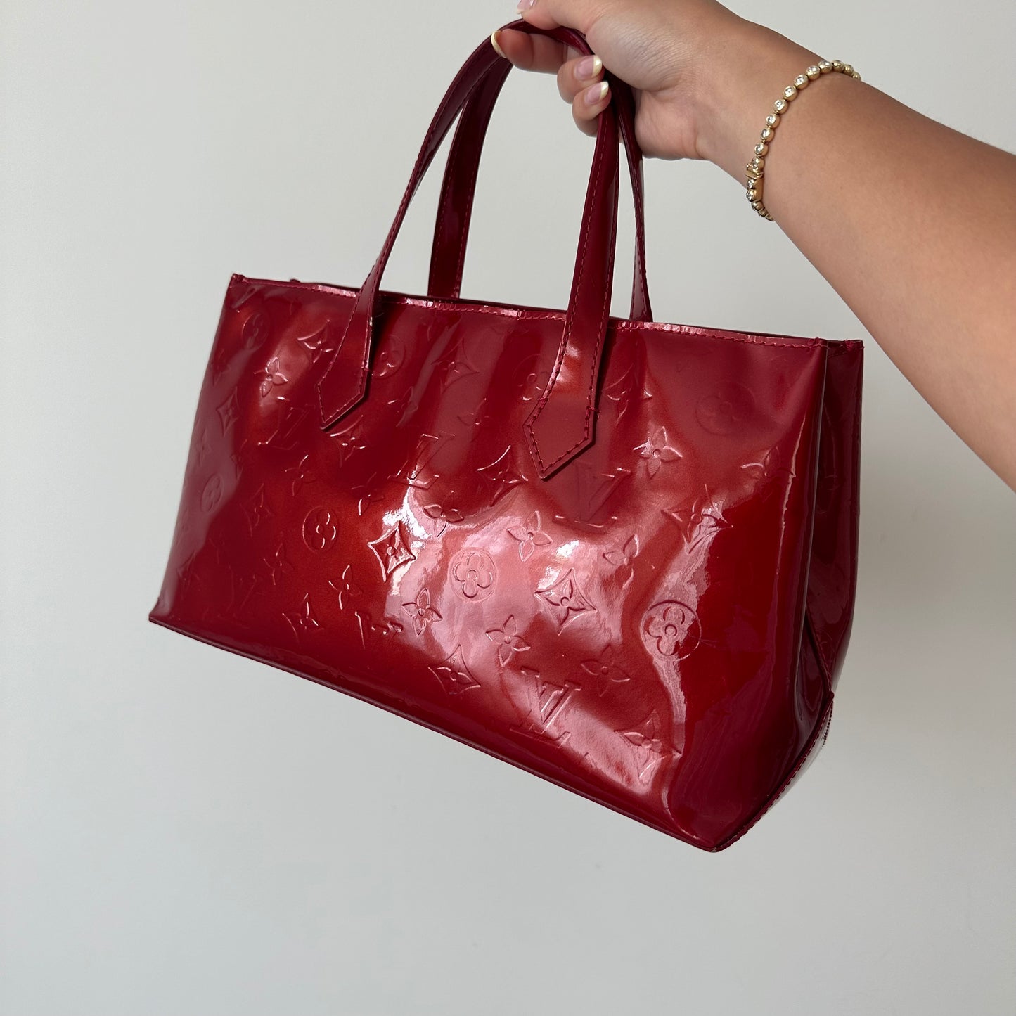 Louis Vuitton Red Vernis Patent Leather Monogram Wilshire Bag