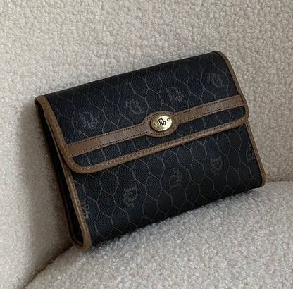 Christian Dior Honeycomb Brown Leather Wallet