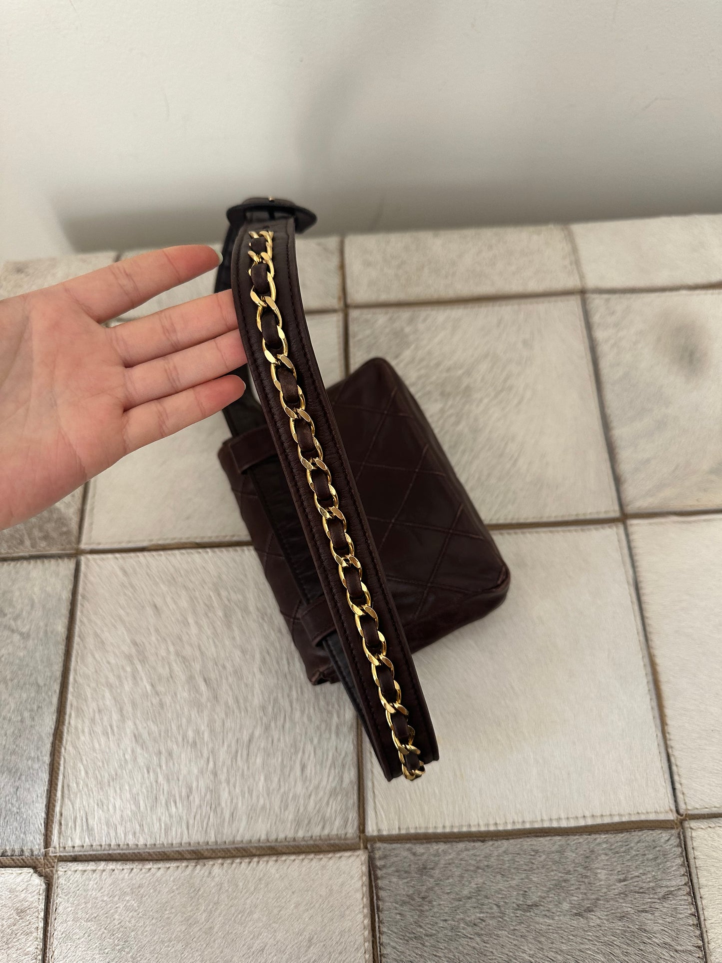 Chanel Lambskin Brown Quilted Belt Bag