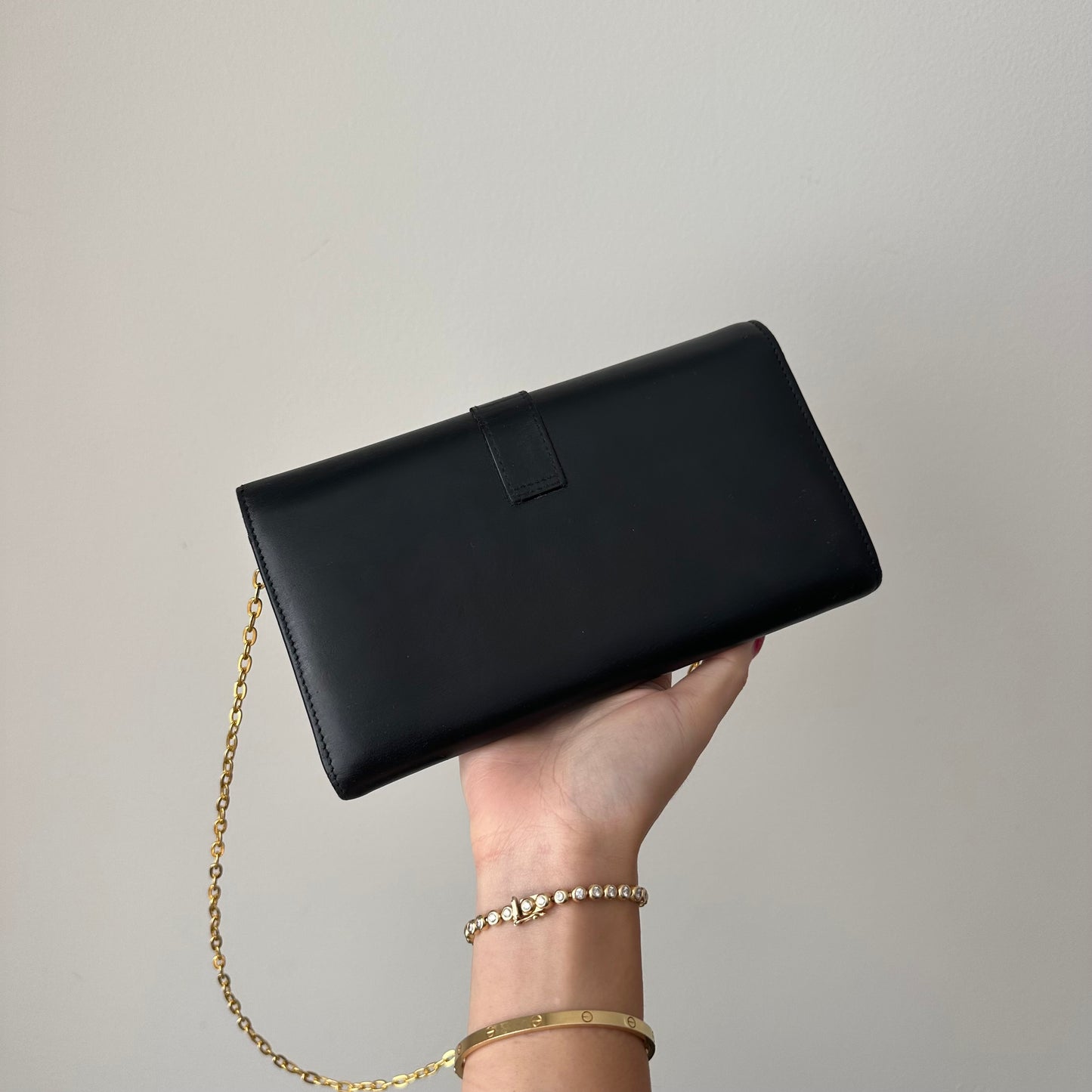 YSL Black & Gold Kate Wallet On Chain w/ Box