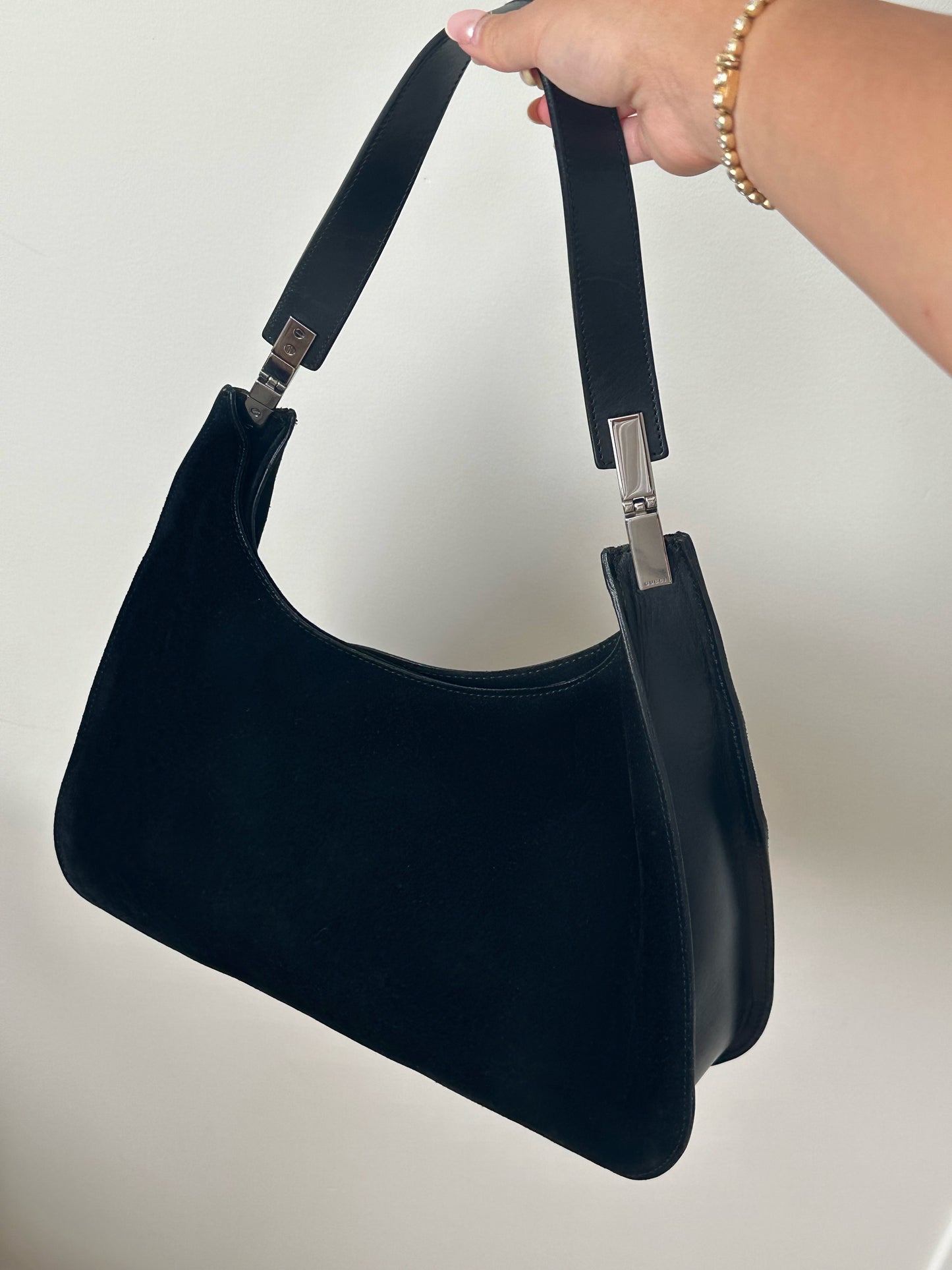 Gucci Black Suede Classic Shoulder Bag