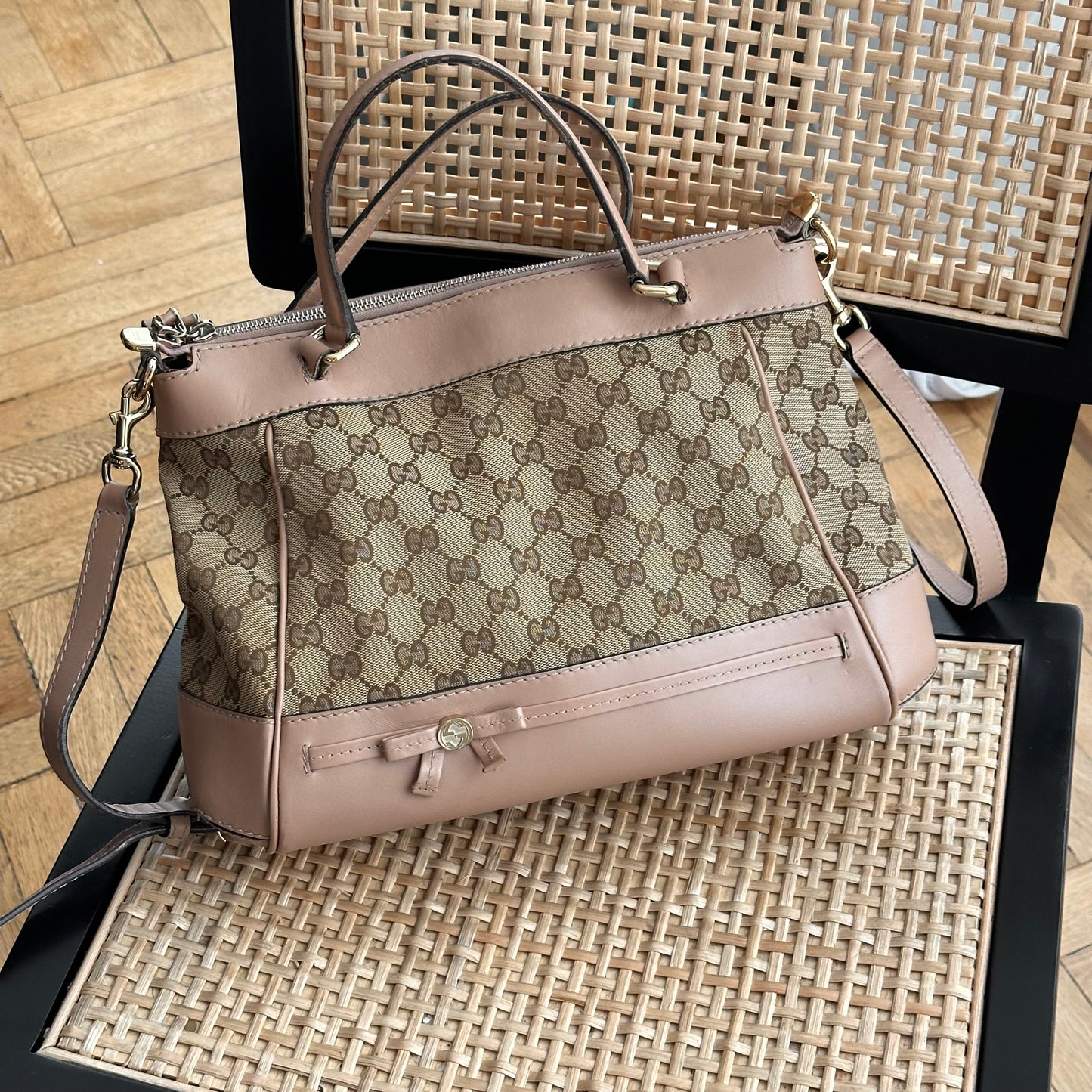 Gucci Mayfair Mauve Romantique Bow Tote w/ Crossbody Strap