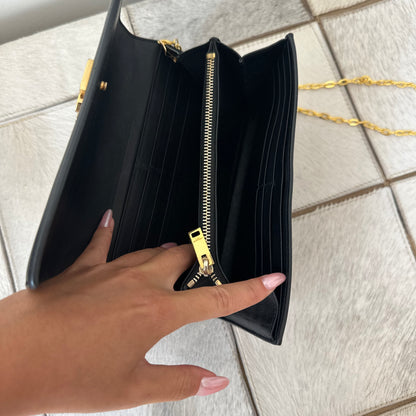 YSL Black Leather Kate Wallet On Chain w/ Box & Papers