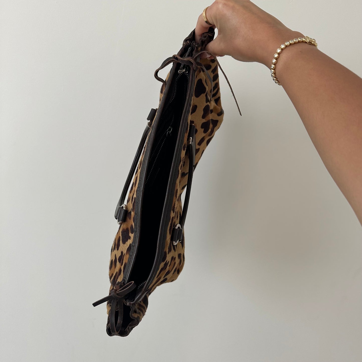 RARE Prada Ponyhair Cheetah Leather Top Handle Bag