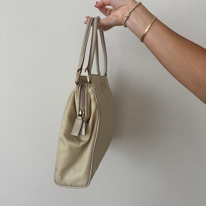 Prada Cream Nylon Top Handle Bag