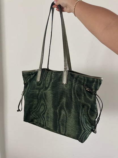 RARE Prada Green Ripple Pattern Shoulder Tote Bag