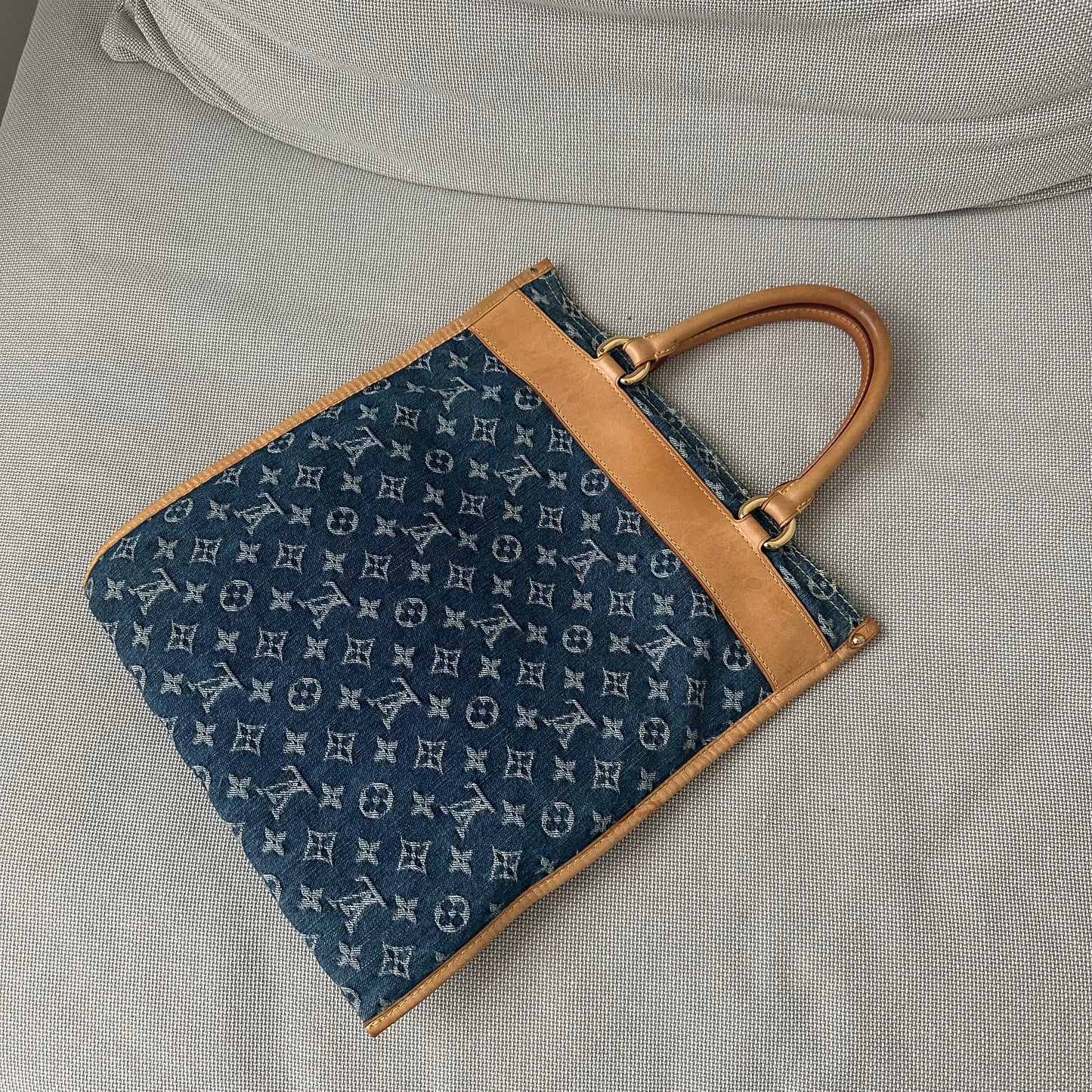 RARE Louis Vuitton 2005 Denim Monogram Sac Plat Bag