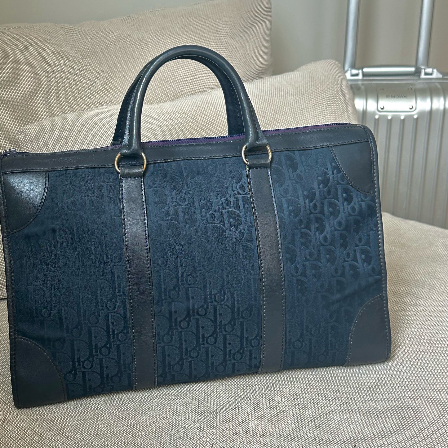 Christian Dior Navy Diorissimo Monogram Trotter Tote Bag