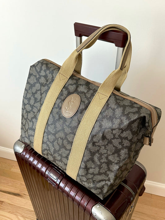 YSL Leather Giraffe Printed Medium Tote Bag