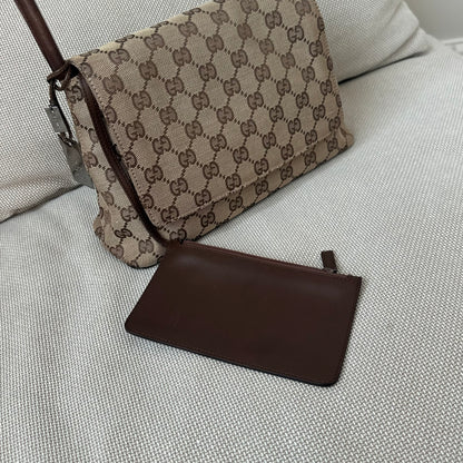 Gucci Brown Monogram Looping Shoulder Bag w/ Interior Pouch & Charms