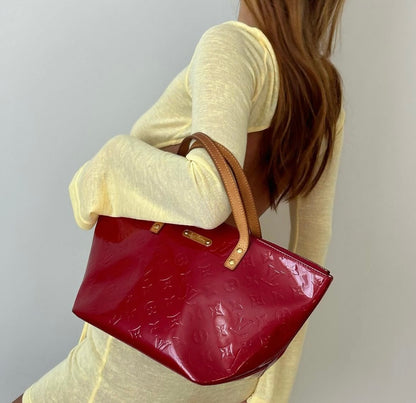 Louis Vuitton Red Vernis Bellevue Shoulder Bag