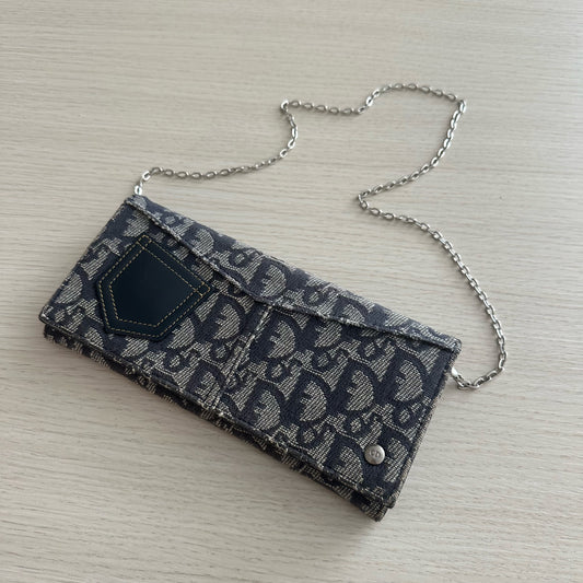 RARE Christian Dior Denim Pocket Wallet On Chain