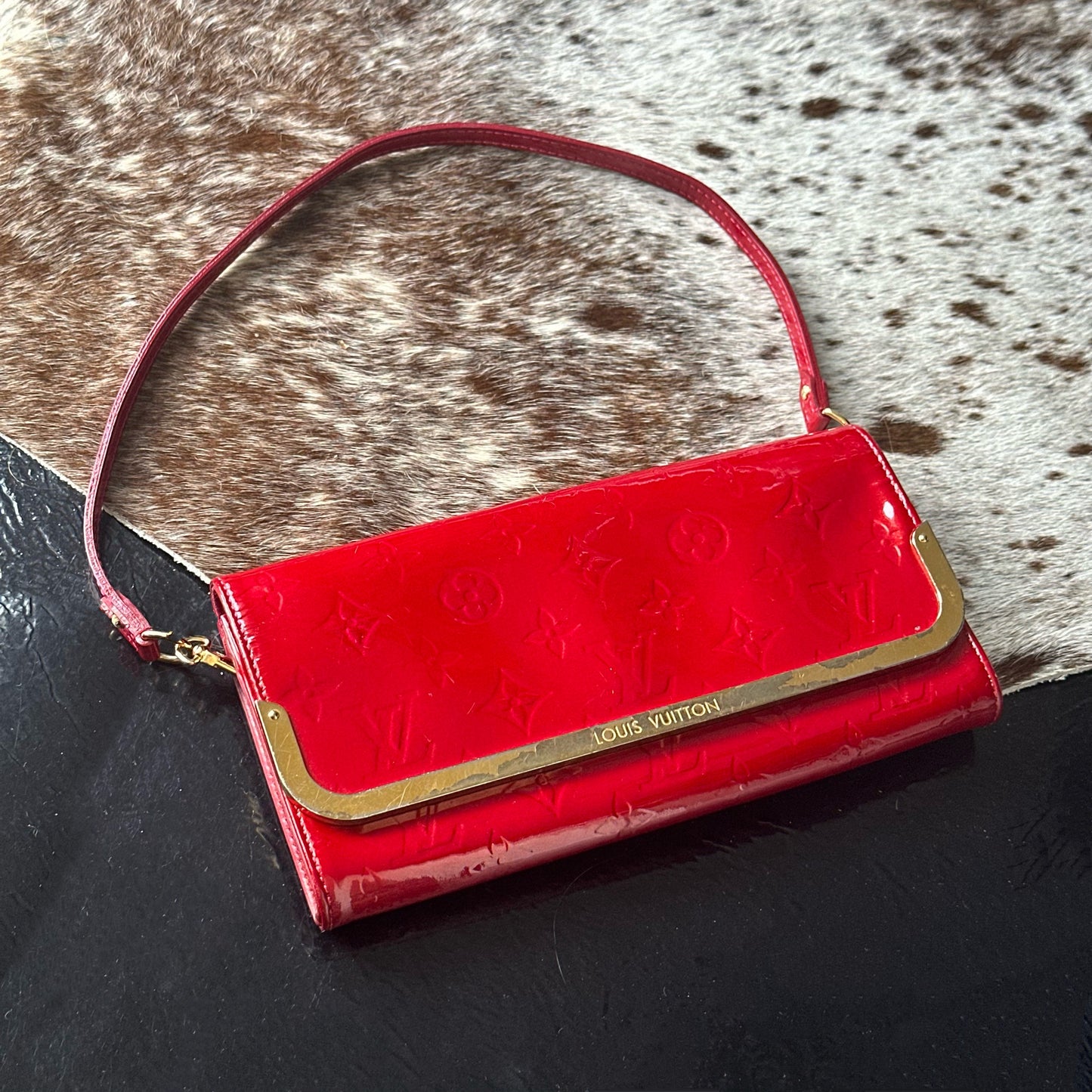 Louis Vuitton Red Vernis Pouch Shoulder Bag