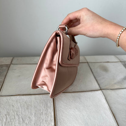 Prada Light Pink Silk Flower Bag With Mirror