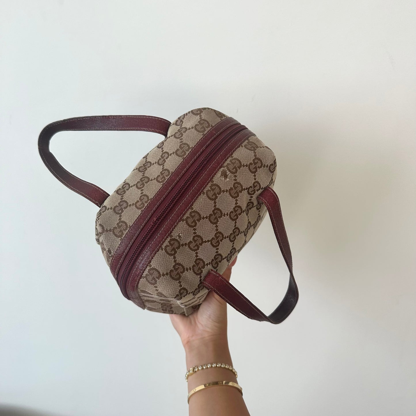 Gucci Brown Monogram Maroon Leather Small Handbag