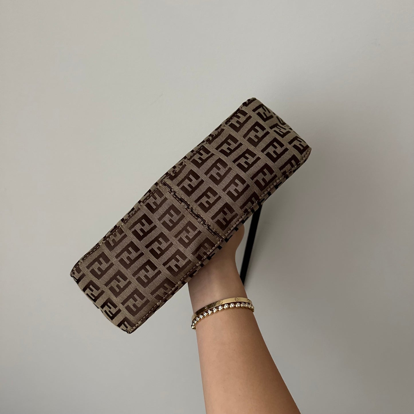 Fendi Brown Zucchino Monogram Pochette Bag