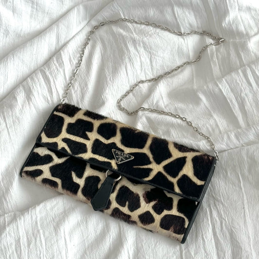 RARE Prada Ponyhair Giraffe Wallet On Chain