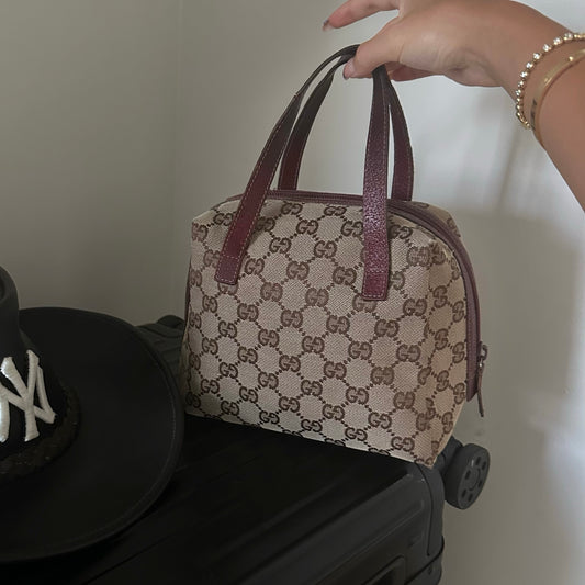 Gucci Brown Monogram Maroon Leather Small Handbag