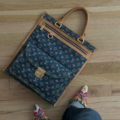 RARE Louis Vuitton 2005 Denim Monogram Sac Plat Bag