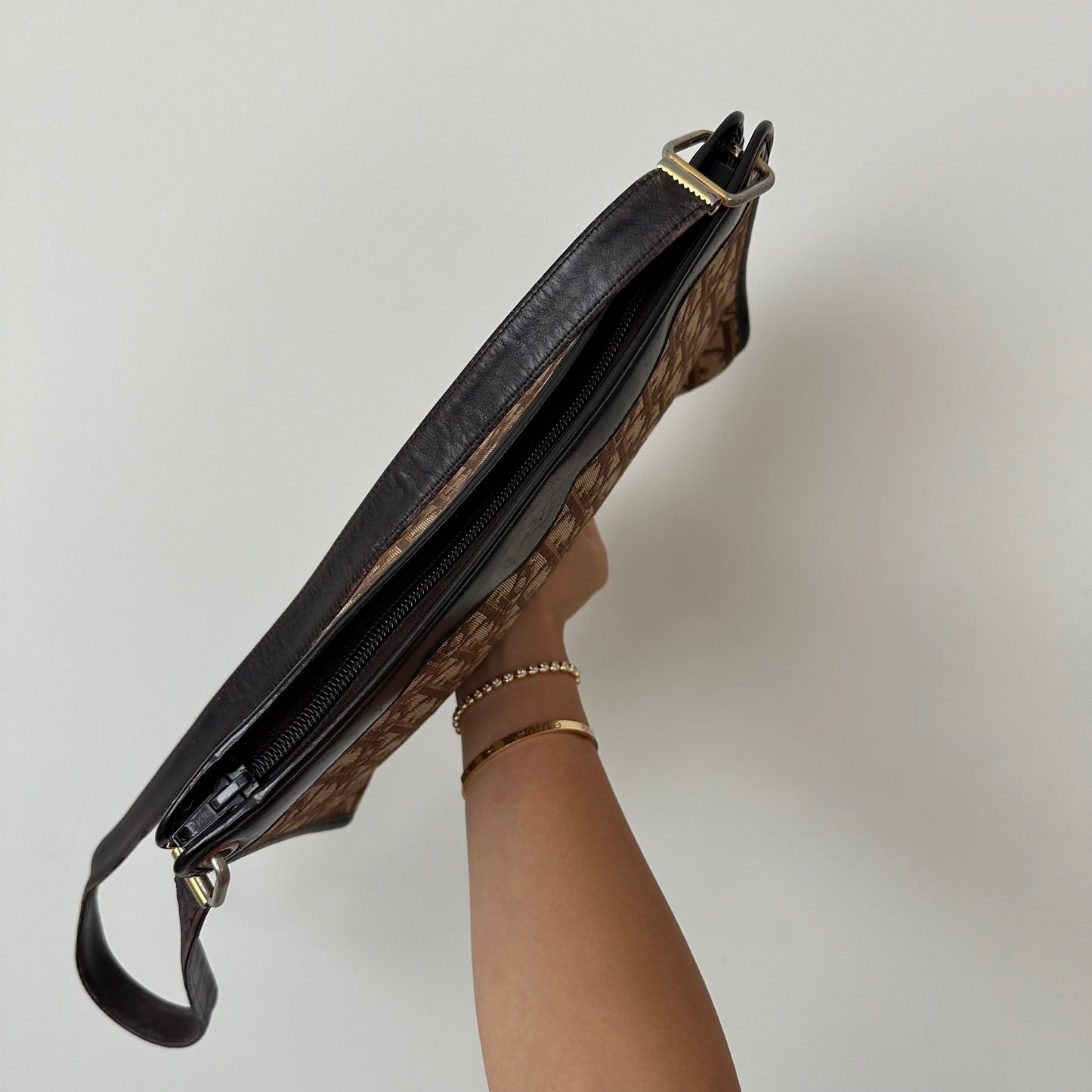 Christian Dior Brown Trotter Clutch Strap Bag