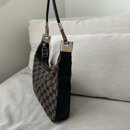 Gucci Monogram Shoulder Bag w/ Leather Trim