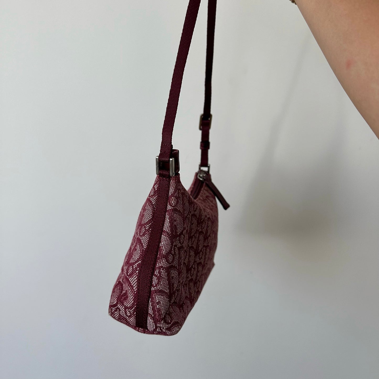 Christian Dior Burgundy Monogram Shoulder Bag