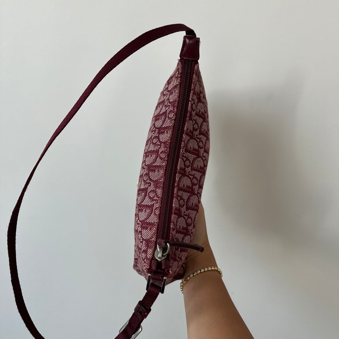 Christian Dior Burgundy Monogram Shoulder Bag