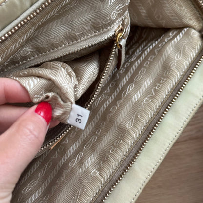 Prada Cream Nylon Top Handle Bag