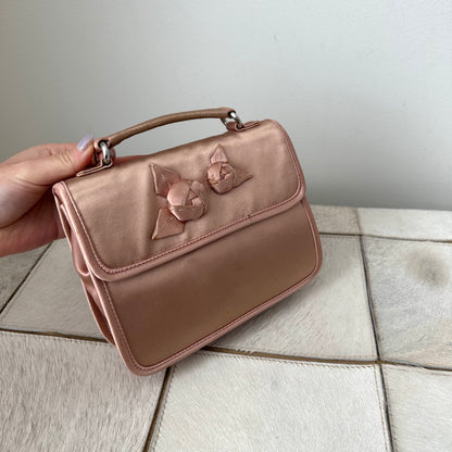 Prada Light Pink Silk Flower Bag With Mirror