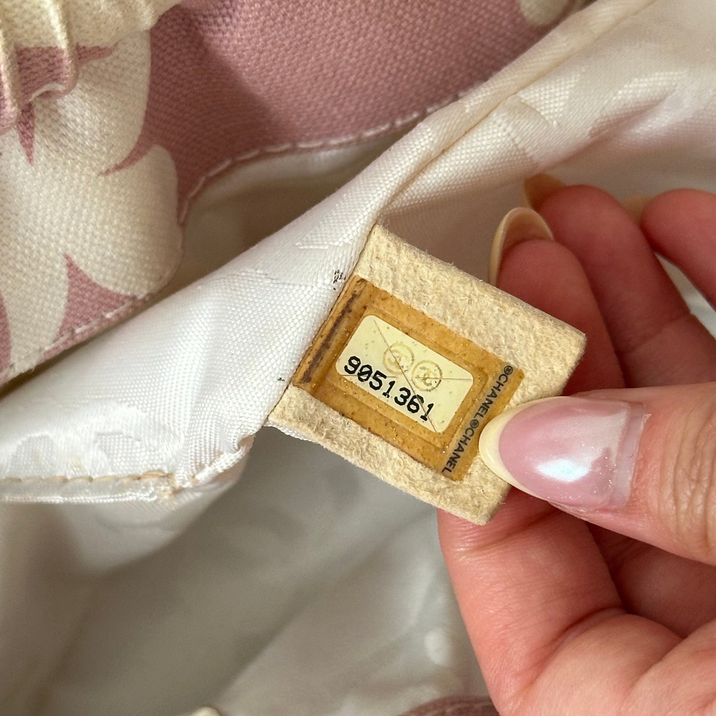 Chanel Pink Clover Print Shoulder Bag w/ Interior Pouch