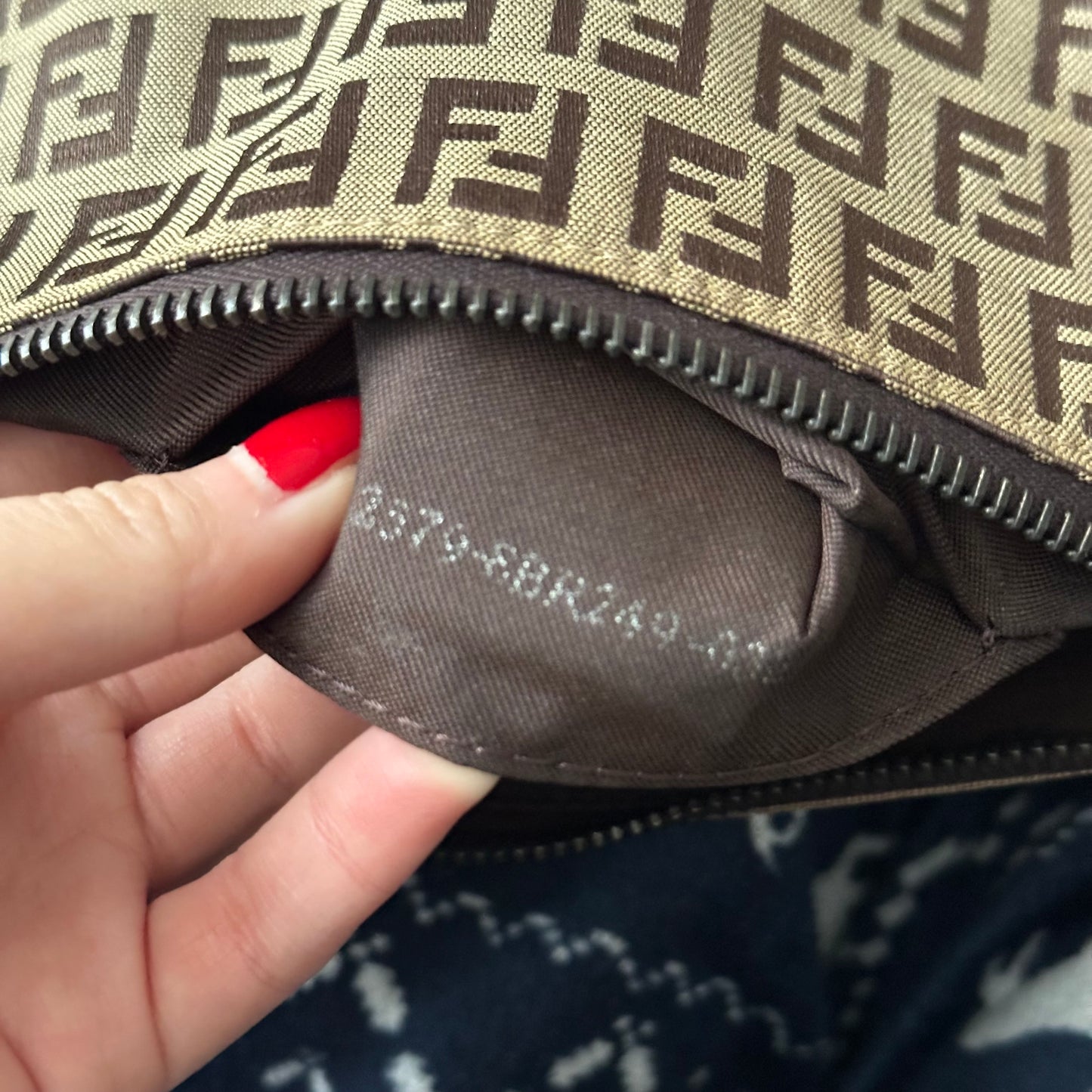 Fendi Brown Zucchino Monogram Pochette Bag