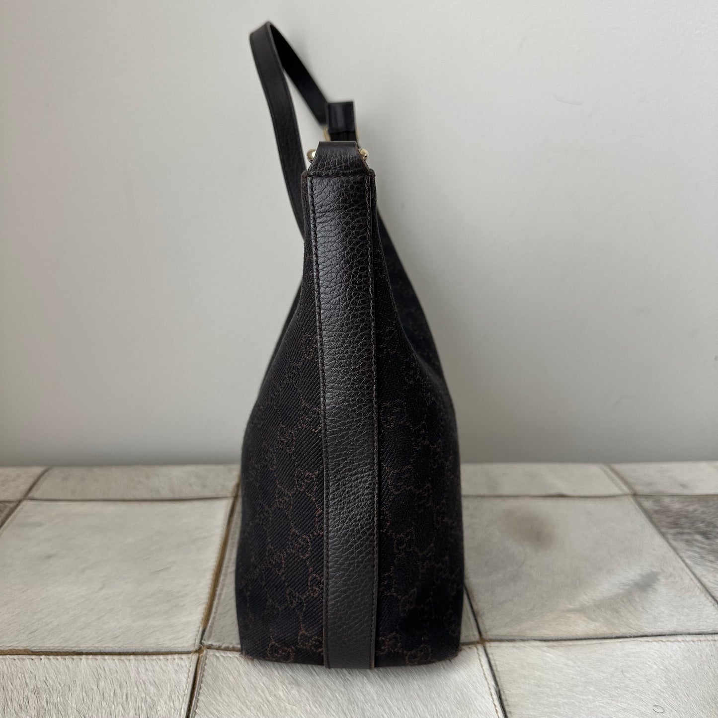 Gucci Brown Monogram Shoulder Bag w/ Dustbag