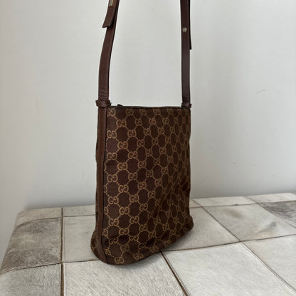 Gucci Brown Monogram Bucket Shoulder Bag