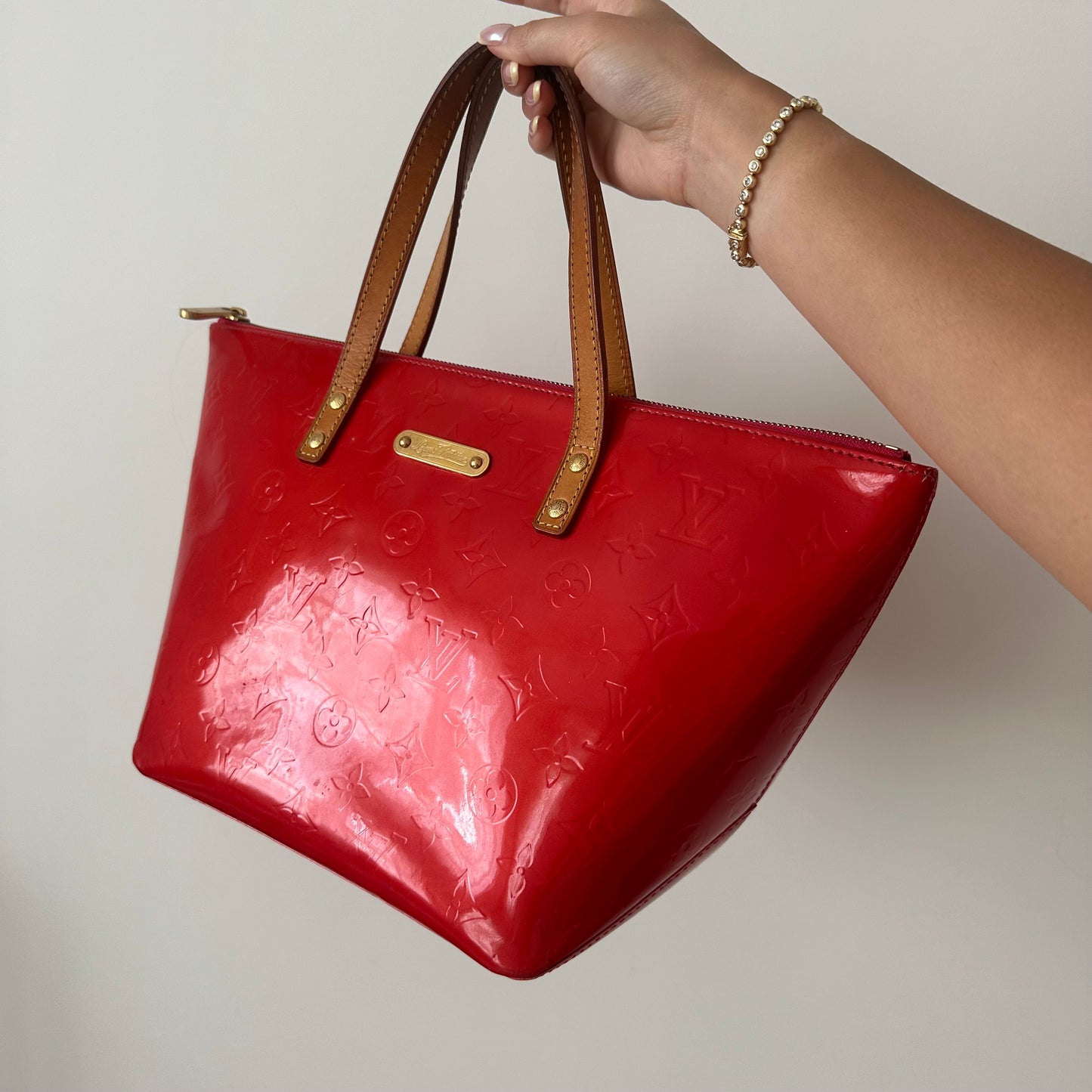 (Copy) Louis Vuitton Red Vernis Bellevue Shoulder Bag